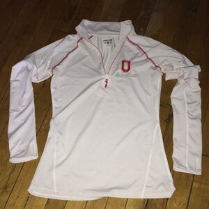 Ohio State White Quarter-Zip Athletic Pullover with Red Trim